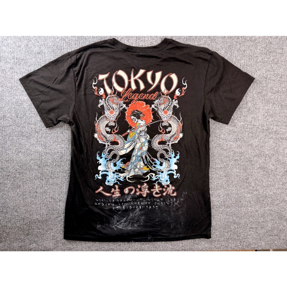 Fresh Laundry Tokyo Legend Graphic Tee Mens Large Black Dragon Samurai T-Shirt